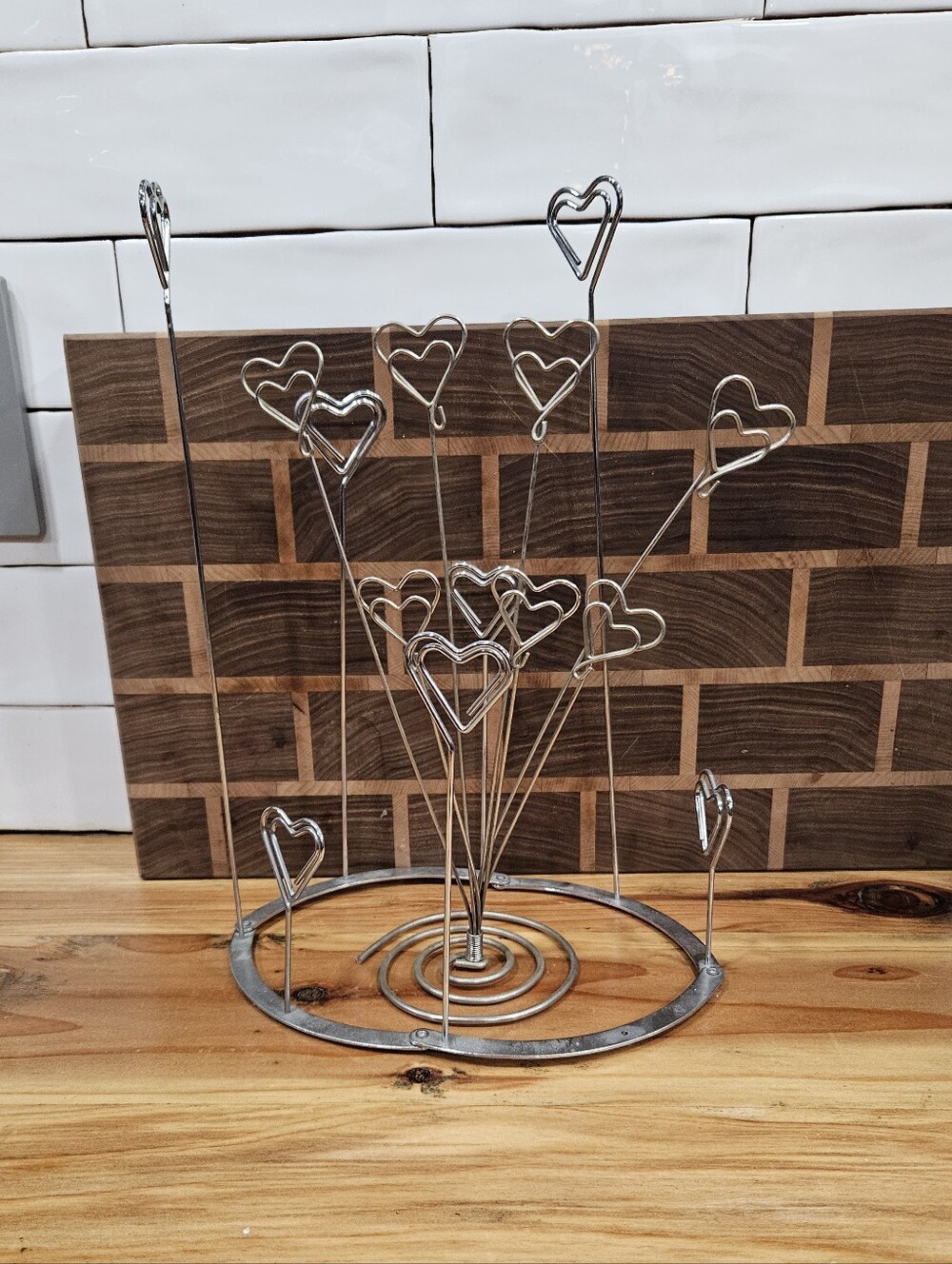 Silver Heart Photo Tree Card Note Holder Stand Multi Clip